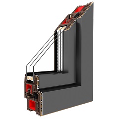 Kunststoff-Alu-Fenster mit Profilquerschnitt