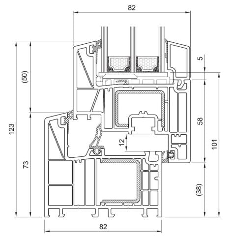 Technischer Profilquerschnitt bluEvolution 82