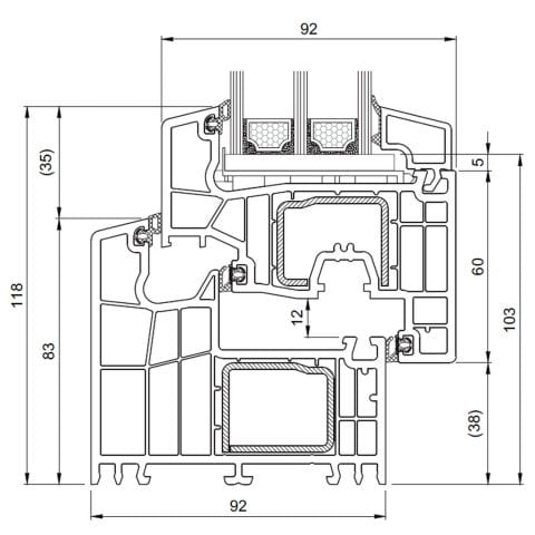 Technischer Profilquerschnitt bluEvolution 92